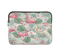 Tropical Leaves Pink Flamingos Laptop Cover Case, Puffy 15.6 Laptop Sleeve for Women Men