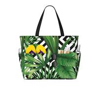 tropical leaves Print Beach Travel Bag Smart Pocket Tote Summer Vacation Hiking Camping Outdoor Activity