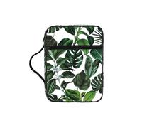 Tropical Leaves Print Bible Cover Case/Book Cover, Bible Case for Women Girls,with Handle Fits for Standard Size Bible