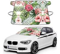 Tropical Leaves Print Car Windshield Snow Cover, Windshield Cover For Ice And Snow Automotive Accessories