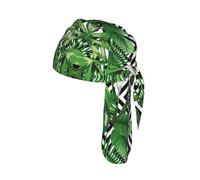 tropical leaves Print Cycling Skull Cover Moisture Wicking Headwrap Under Helmet Tie Back Modern Beanie 22-24 In