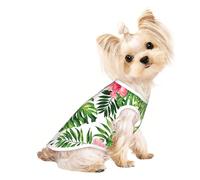Tropical Leaves print Dog Shirts for Small Dogs Stretchy T-Shirts Lightweight Tank Top Sleeveless Striped Vest