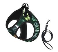 Tropical Leaves Print Pet Leash Vest,Breathable Mesh Pet Harness, Reflective For Small Medium Dogs Safe Easy Walking