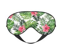 Tropical Leaves Print Soft Eye Mask – Elastic Nighttime Shade, Light-Proof Blindfolds for Plane, Yoga, Travel
