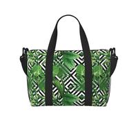 tropical leaves Print Weekender Bag Sport Gym Bag Women Men Hospital Bag Personal Travel Bag Carryon Bag, Black, One Size, Black, One Size