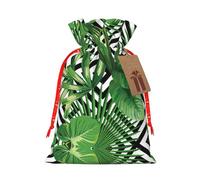 Tropical Leaves Printed Drawstring Gift Bags,Various Sizes, Bulk Plastic Packaging Bags