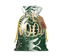 Tropical Leaves. Printed Drawstring Gift Bags,Various Sizes, Bulk Plastic Packaging Bags