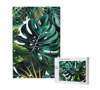 tropical leaves Printed Jigsaw Puzzle with Storage Box, Wooden Puzzle for Adults and Kids, 1000 Pieces Family Fun Decorative Game
