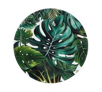 Tropical Leaves Prints Round Mouse Pad 1 PCS,Non-Slip Rubber Base Mousepad Mouse Mat for Laptop Computer Office 7.9 x 7.9 Inch