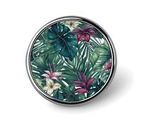 Tropical Leaves Round Badge for Men Women, Durable & Stylish Lapel Pins, Lightweight Metal Badges for Shirts, Jackets, Hats