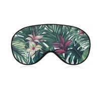 Tropical Leaves Sleep Mask for Women Men, Soft Eye Mask with Adjustable Strap for Sleeping, Light Blocking Travel Blindfold for Nap Comfortable Eye Cover for Home Office