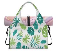 Tropical Leaves Sports Duffel Bag for Women Men Palm Leaves Weekend Overnight Bag with Shoe Compartment Shoulder Tote Luggage Bag for Yoga Gym Travel