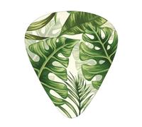 Tropical Leaves Summer Green,12 Pcs Guitar Pick,3 Different Thickness Plectrums for Acoustic Guitar Bass Ukulele (0.46mm 0.96mm 0.71mm)