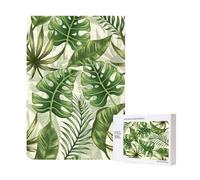 Tropical Leaves Summer Green,300 Pieces Wooden Jigsaw Family Game Jigsaw Puzzles for Adults Teens