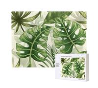 Tropical Leaves Summer Green,500 Pieces Wooden Jigsaw Family Game Jigsaw Puzzles for Adults Teens Home Decor