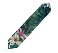 Tropical Leaves Table Runner for Dining Table, Short Plush Runners Washable & Durable Tablerunner Modern Home Decor for Wedding, Kitchen, Holiday 229*33cm