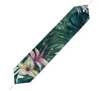 Tropical Leaves Table Runner for Dining Table, Short Plush Runners Washable & Durable Tablerunner Modern Home Decor for Wedding, Kitchen, Holiday 200*33cm