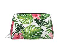 Tropical Leaves Toiletry Pouch, Travel-Friendly Makeup Organizer for Makeup Brushes, Lipsticks