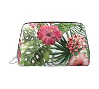 Tropical Leaves Toiletry Pouch, Travel-Friendly Makeup Organizer for Makeup Brushes, Lipsticks