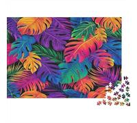 Tropical Leaves Vibrant-colorful Jungle Pattern Jigsaw Puzzles 1000 Pieces of Premium Cardboard Jigsaws for Adults for Relaxing Activities for Adults And Mindfulness Activities 38x26cm/1000pcs