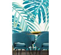 Tropical Leaves Wall Mural Origin Murals Teal W300cm x H240cm