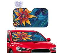 Tropical Leaves Windshield Sun Shade for Car Personalized Window Sunshades Foldable Sun Heat Uv Rays Visor Protector to Keep Your Vehicle Cool for Universal Cars SUV Truck 51x27.5 Inch