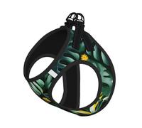Tropical Leaves With Flowers Print Reflective No Choke Pet Vest Harness,Adjustable Soft Padded Dog Harness With Easy Control Handle