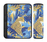 Tropical Leaves Yellow Leopard 2 Pack seat Belts Covers Stop seat Belt Cutting into Neck for Bag Protector para cinturón de carro