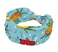 Tropical Lemon Banana Orange Watermelon Blue Wide Headbands for Women Elastic Head Bands Non Slip Hairband Turban Headband for Workout Yoga Sport Running