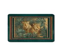 Tropical Leopard Dish Drying Mats For Kitchen Counter, Art Leopard Print Absorbent Rubber Dish Drainer Rack Mat, Safari PU Leather Drying Pad For Kitchen Counter Bar Protector 12x20 Inch