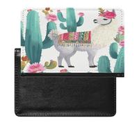 Tropical Llama Alpaca Cactus Flower Passport Holder Vaccine Card Holder Travel Document Organizer Credit Card Organizer for Women/Men