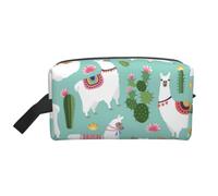 Tropical Llama Alpaca Cactus Flower Print Large Capacity Travel Toiletry Bag Cosmetic Pouch Waterproof Lightweight Vacation
