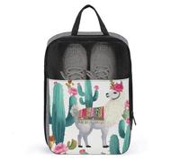 Tropical Llama Alpaca Cactus Flower Shoe Bag for Travel Water-Resistant Shoe Pouch for Gym Portable Sneaker Bag with Zipper Travel Luggage Shoes Organizer Soccer Cleats Bag for Gym, Luggage