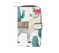 Tropical Llama Alpaca Cactus Flower Wallet Multifunctional Leather Wallets for Men Compact Long Wallet Credit Card Holder Passport Bag