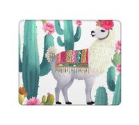 Tropical Llama Alpaca Cactus FlowerMouse Pad Non-Slip Rubber Base with Stitched Edge Mouse Mat Portable Mouse Pads Gaming Mouse Pad for Wireless Mouse Home Office Mousepad Desk Accessories