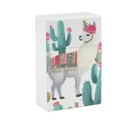 Tropical Llama Alpaca Green Flower Cigarette Case for King Size Retro Holder Case with Exquisite Carved Patterns Box 20 Regular Size Cigarettes