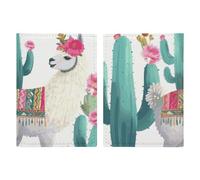 Tropical Llama Alpaca Green Flower Passport Holder, ID Card Protector Case Passport Holder with Slot Passports Travel Wallet Document Cover for Women And Men