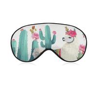 Tropical Llama Alpaca Green Flower Sleep Mask for Women Men Side Sleeper Eye Cover with Adjustable Strap Soft Breathable Blackout Mask Slip-Free Deep Sleeping Travel Essentials