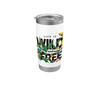 Tropical Macaw Parrots Jungle Nature Bird Design Life Quotes Stainless Steel Insulated Tumbler