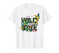 Tropical Macaw Parrots Jungle Nature Bird Design Life Quotes Value Graphic T-Shirt, Men, White, M