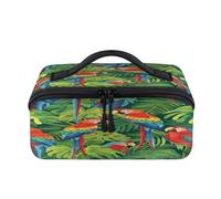 Tropical Macaws Bird Travel Makeup Bag Portable Waterproof Pouch Open Flat Toiletry Bags Toiletries Cosmetics Traveling Organizer for Women Men