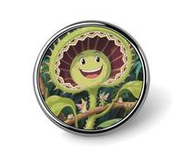 Tropical Magic Fern Tree Frog with Fireflies Enamel Lapel Pins - Round Cute Badge Brooches, Unisex for Clothing, Hats, Bags & Backpacks