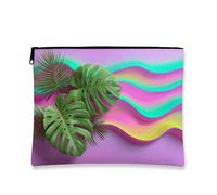 Tropical Makeup Bag, Palm Leaves Colorful Travel Pouch for Women, Portable Small Canvas Zipper Organizer, Summer Gift Skincare Toiletry Bag, Peach, 7x9 Inch, Palm Leaves