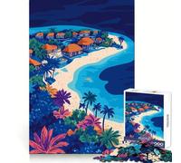 Tropical Maldives Islands Minimalist Art 1000 Piece Jigsaws for Adults Puzzle Cognitive Workout Mind Soothing Fun No Rough Edges Best Gift (38x52cm)