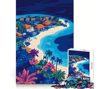 Tropical Maldives Islands Minimalist Art for Adults 1000 Piece Jigsaw Puzzle Brain Teasing Soft Distraction Smooth Edges Seasonal Gift (50x75cm)