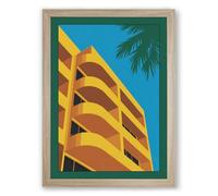 Tropical Modernism Geometric Framed Wall Art Print A4 (29.7×21cm) Oak, Wall Decor for Living Room, Bedroom, Office & Home, Ready to Hang, Art Gift