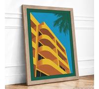 Tropical Modernism Geometric Framed Wall Art Print A4 Oak