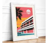 Tropical Modernism Retro Framed Wall Art Print A1 (84.1×59.4cm) White,
