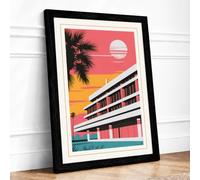 Tropical Modernism Retro Framed Wall Art Print A2 Black