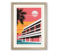 Tropical Modernism Retro Framed Wall Art Print A4 (29.7×21cm) Oak, Wall Decor for Living Room, Bedroom, Office & Home, Ready to Hang, Art Gift